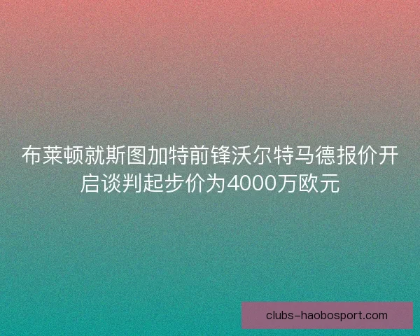 布莱顿就斯图加特前锋沃尔特马德报价开启谈判起步价为4000万欧元