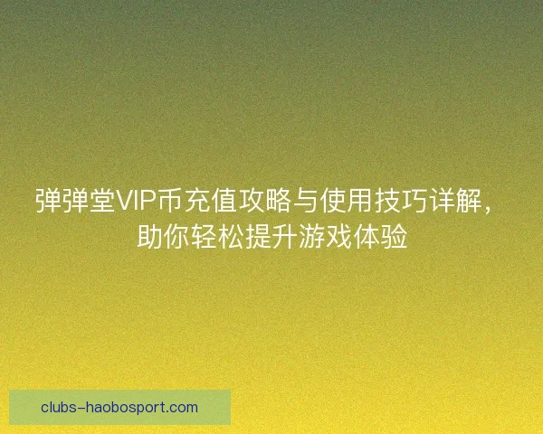 弹弹堂VIP币充值攻略与使用技巧详解，助你轻松提升游戏体验
